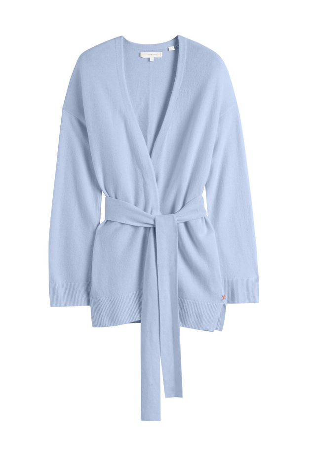 Washed-Blue Wool-Cashmere Belted Cardigan image 2