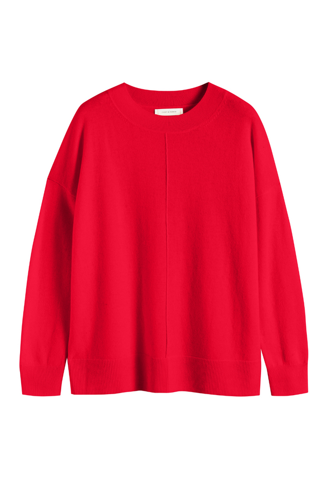 Velvet-Red Wool-Cashmere Slouchy Sweater image 2