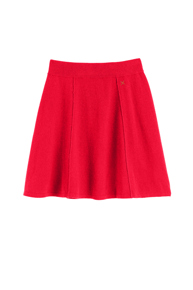 Velvet-Red Wool-Cashmere Mini Skirt image 2