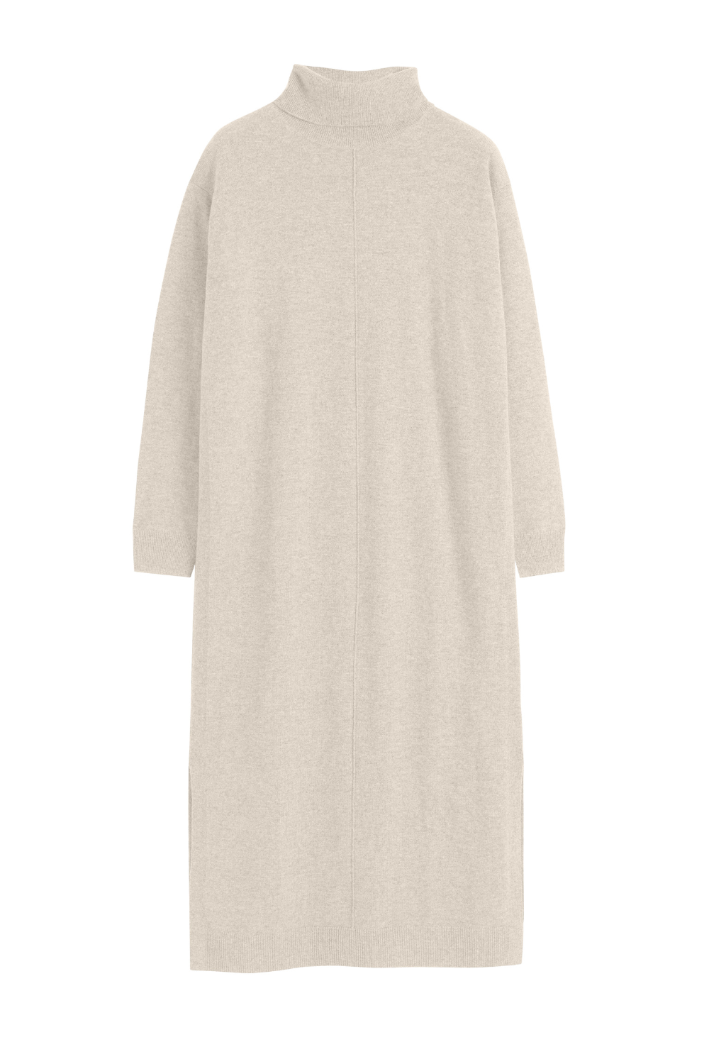 Light-Oatmeal Wool-Cashmere Rollneck Dress