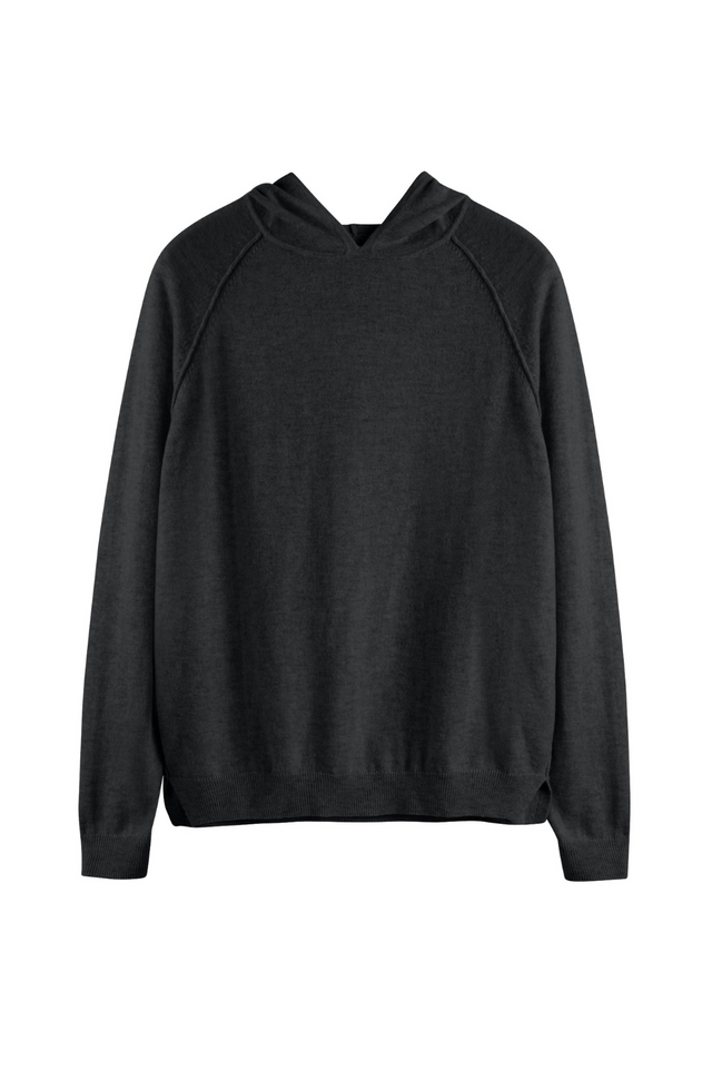 Charcoal Wool-Cashmere Boxy Hoodie image 2