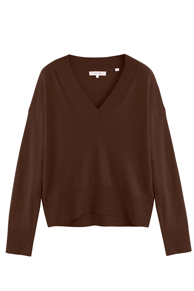 Cocoa Wool-Cashmere V-Neck Sweater image 2