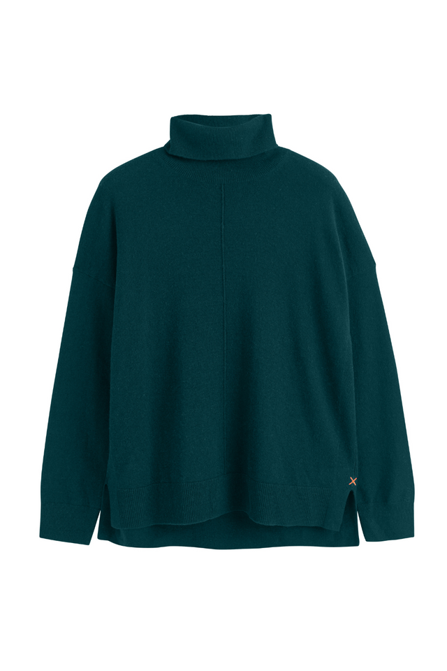 Forest-Green Wool-Cashmere Relaxed Rollneck Sweater image 2