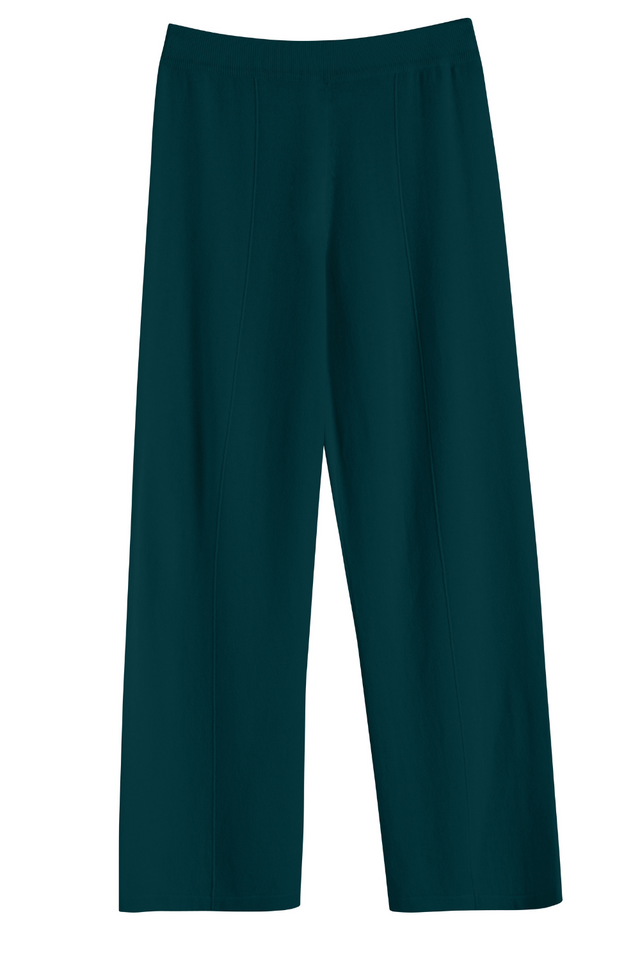 Forest-Green Wool-Cashmere Wide-Leg Track Pants image 2