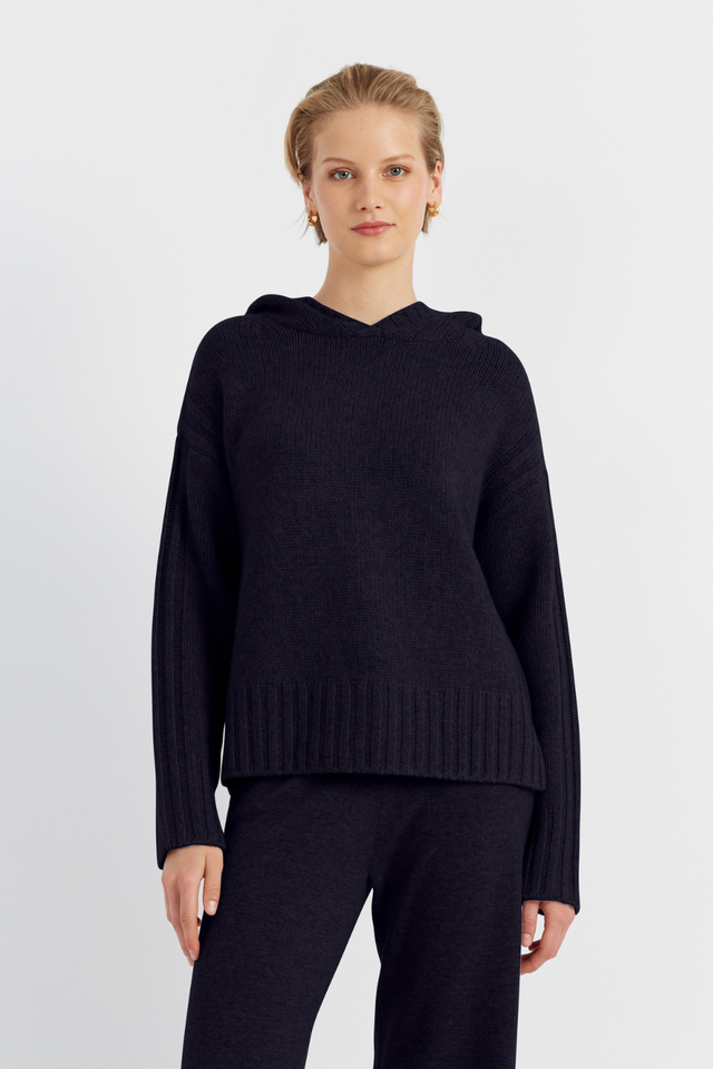 Navy Cashmere Hoodie image 1