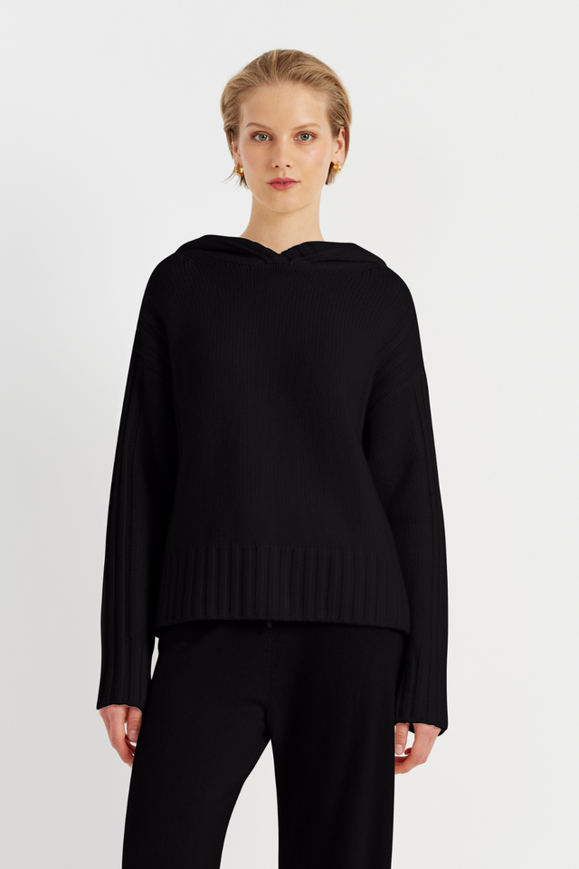 Black Cashmere Hoodie image 1