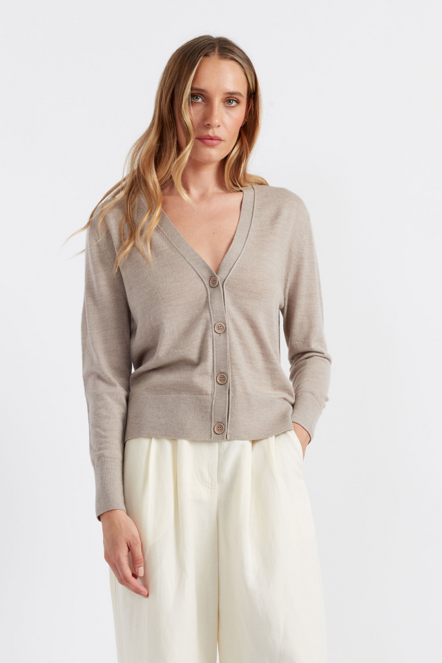 Taupe Pure Merino Cardigan image 1