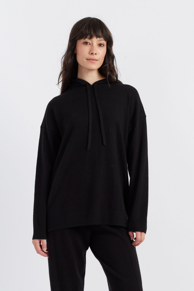 Black Wool-Cashmere Relaxed Hoodie image 1