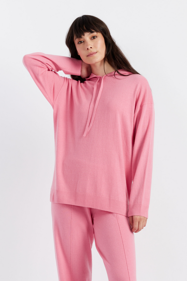 Pink Wool-Cashmere Relaxed Hoodie image 1