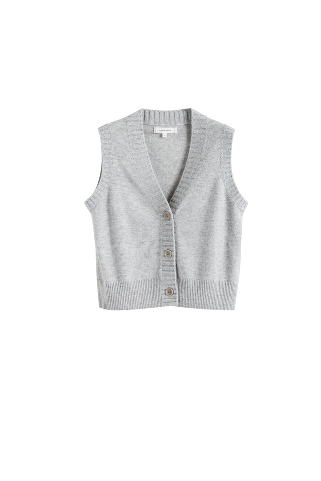 Women's Chinti and Parker Waistcoat Knitted Light-Grey Wool-Cashmere Size XS-3L image 2