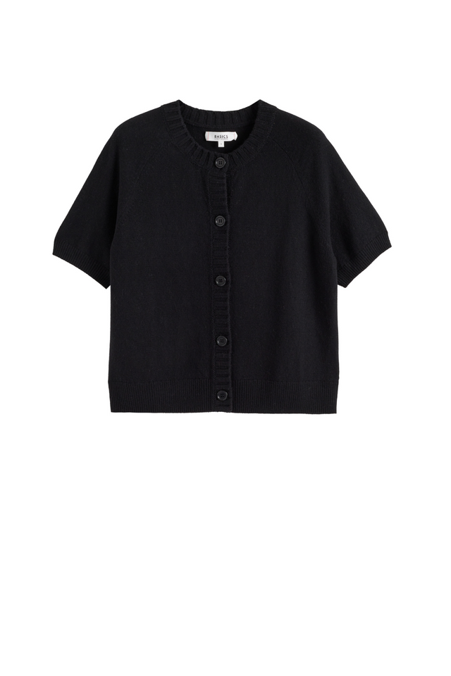 Black Wool-Cashmere Button T-Shirt image 2