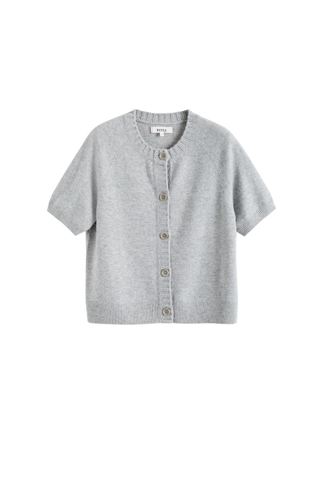 Light-Grey Wool-Cashmere Button T-Shirt image 2