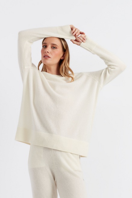 Cream Cloud Cashmere Slouchy Sweater