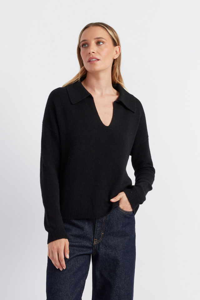 Black Cloud Cashmere Collared Sweater image 1