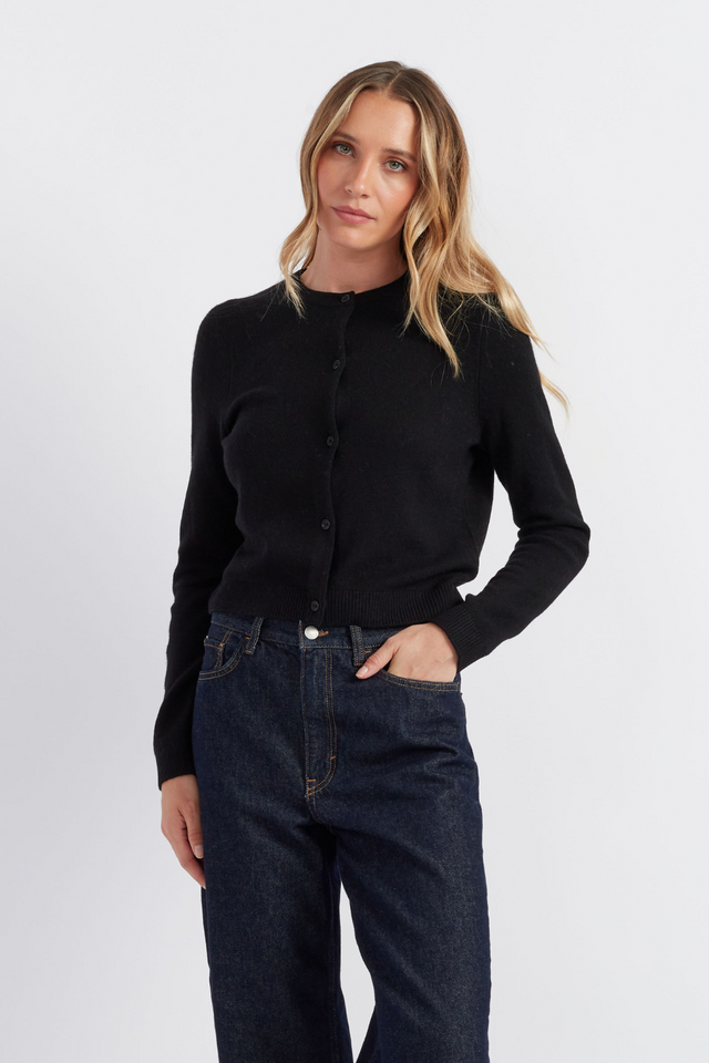 Black Cloud Cashmere Cropped Cardigan image 1