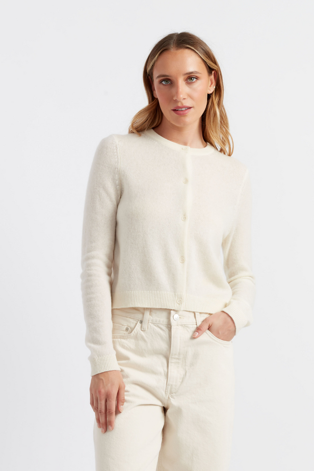 Cream Cloud Cashmere Cropped Cardigan image 1