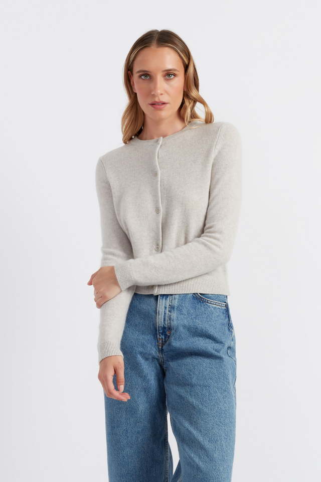 Taupe Cloud Cashmere Cropped Cardigan image 1