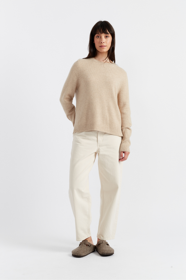 Oatmeal Cashmere Boxy Sweater image 4