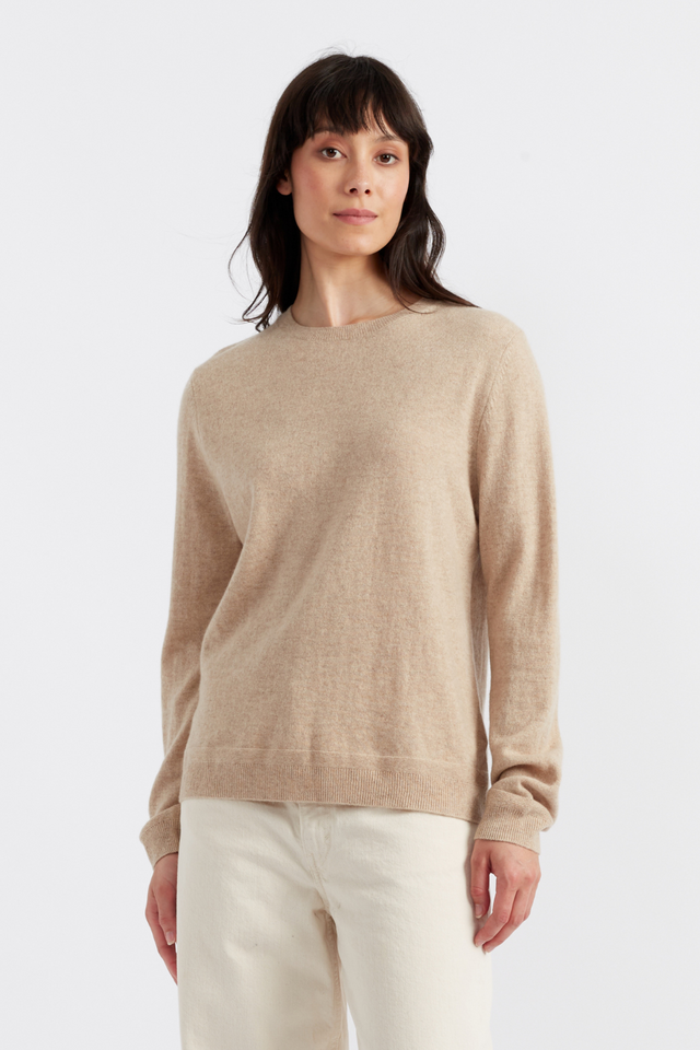 Oatmeal Pure Cashmere Crew Sweater image 1