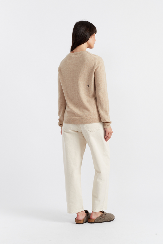 Oatmeal Pure Cashmere Crew Sweater image 3