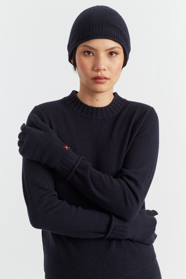 Navy Wool-Cashmere Beanie image 1