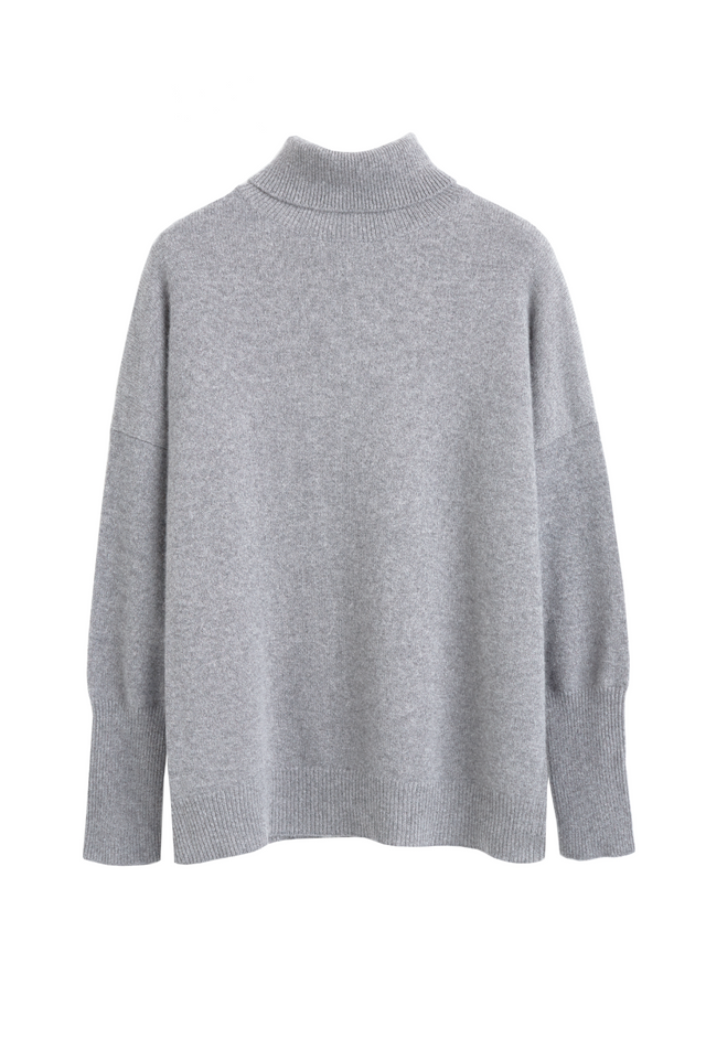 Grey Pure Cashmere Rollneck Sweater image 2