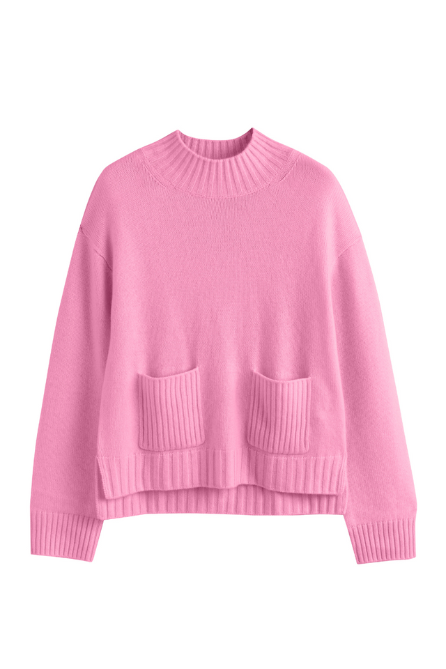 Pink Pure Cashmere Patch Pocket Sweater image 2
