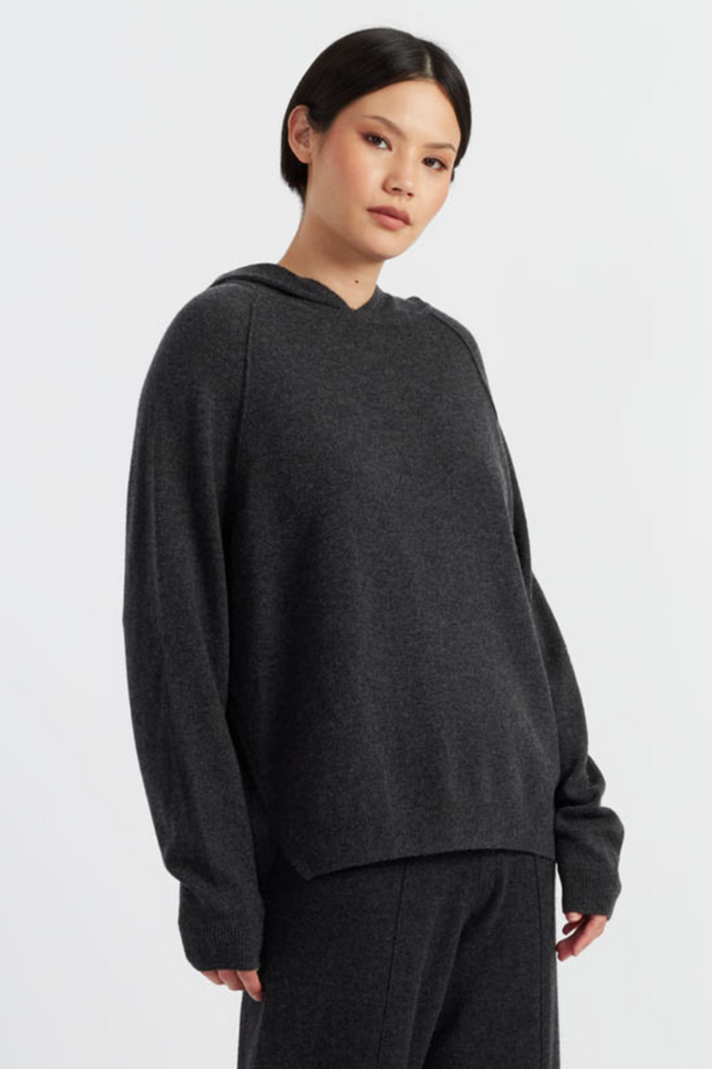 Women's Knitted Hoodie Chinti and Parker Charcoal Wool-Cashmere Boxy fit Size XS-3L image 1