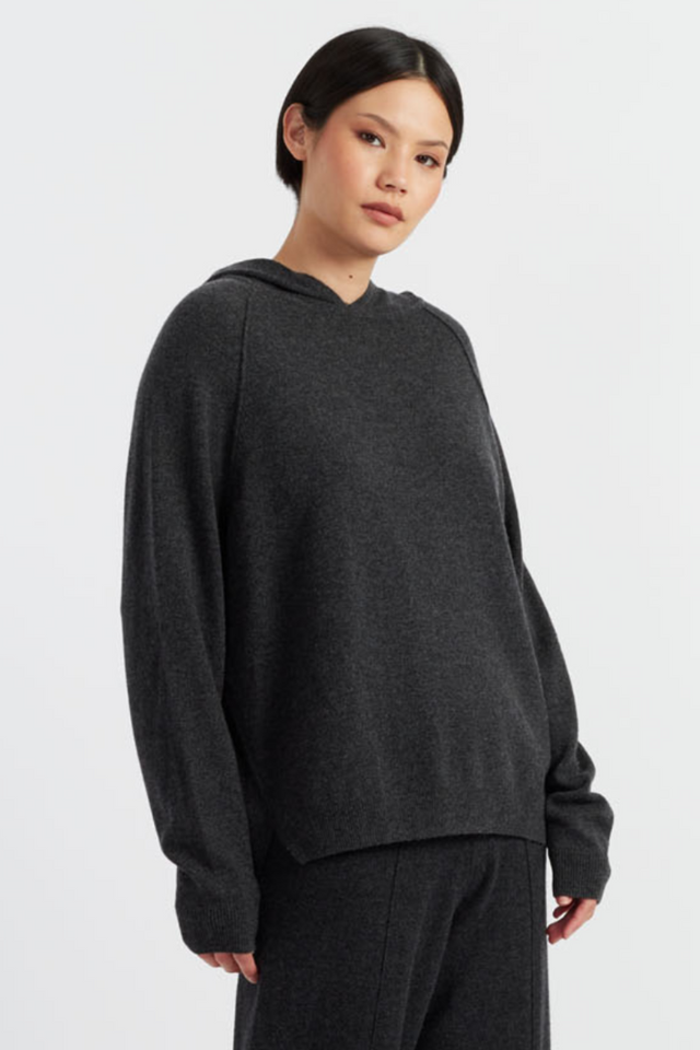 Charcoal Wool-Cashmere Boxy Hoodie image 1