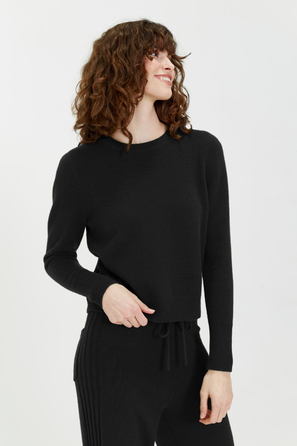 Black Cashmere Cropped Sweater