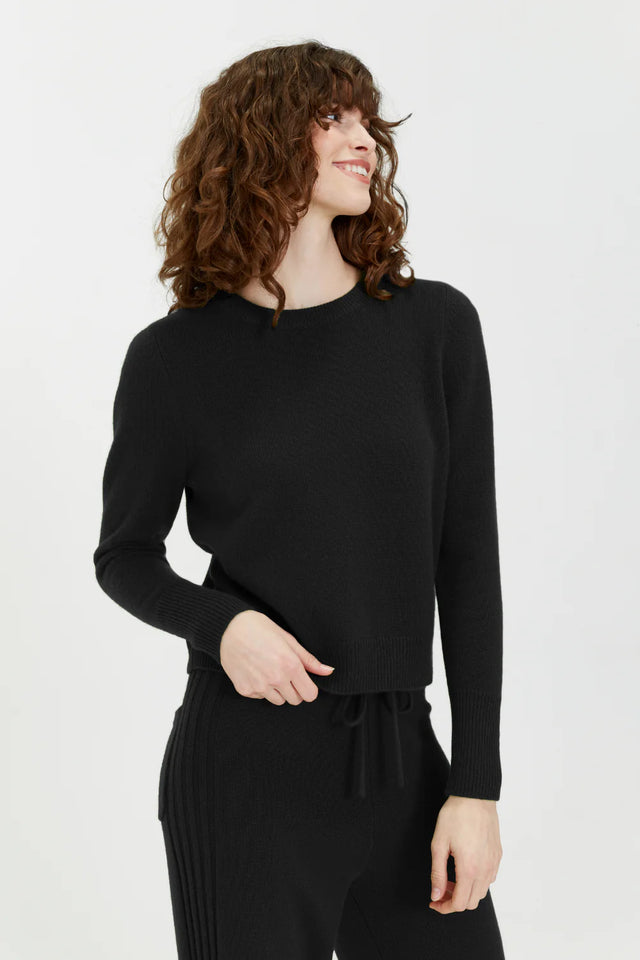 Black Pure Cashmere Cropped Sweater image 1