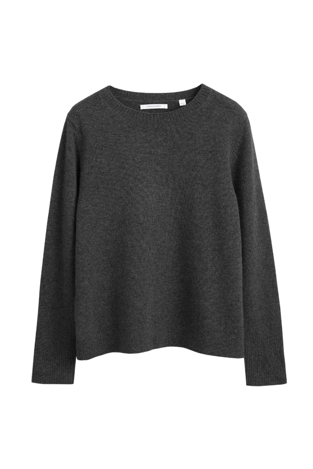 Charcoal Pure Cashmere Boxy Sweater image 2