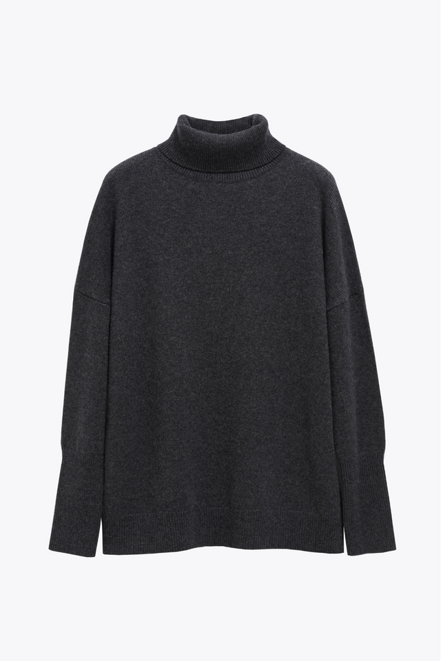 Charcoal Pure Cashmere Rollneck Sweater image 2