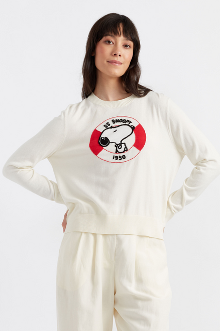 Cream Cotton Snoopy Nautical Sweater