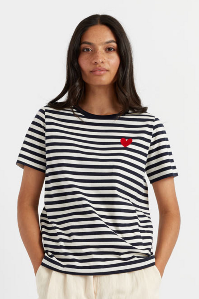 Navy Heart Breton Organic Cotton T-Shirt image 1
