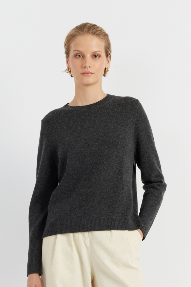 Charcoal Pure Cashmere Boxy Sweater image 1