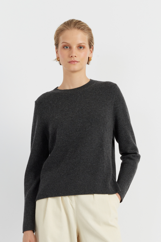 Charcoal Cashmere Boxy Sweater image 1