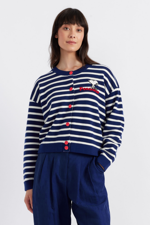 Women's Chinti and Parker Cardigan Blue Merino Snoopy Milano stitch Size XS-3L image 1