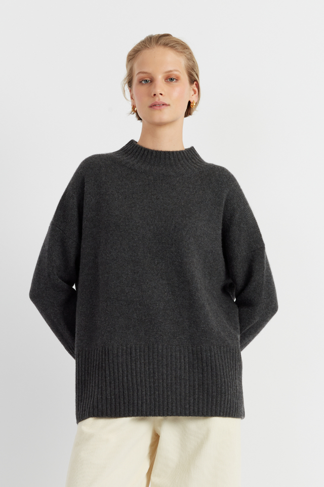 Charcoal Pure Cashmere Comfort Sweater image 1