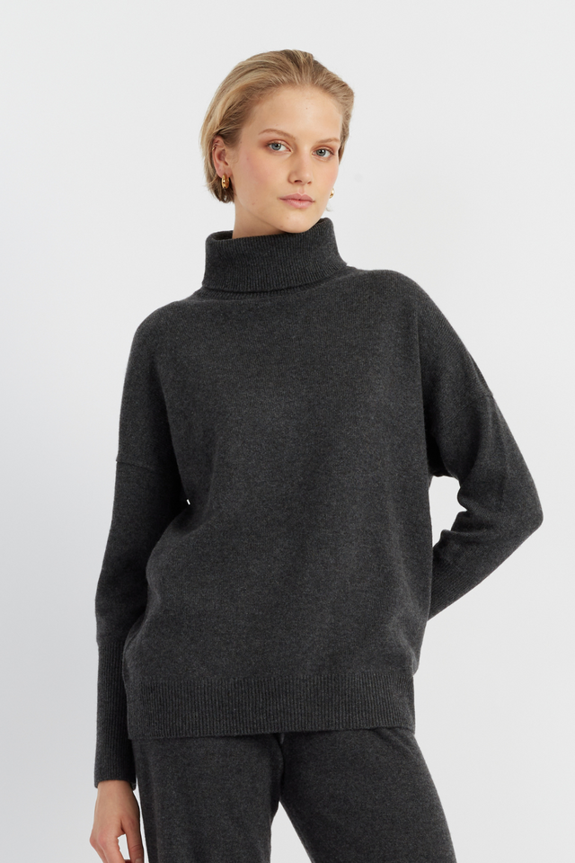 Charcoal Cashmere Rollneck Sweater image 1