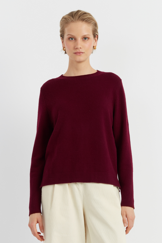 Claret Pure Cashmere Boxy Sweater image 1