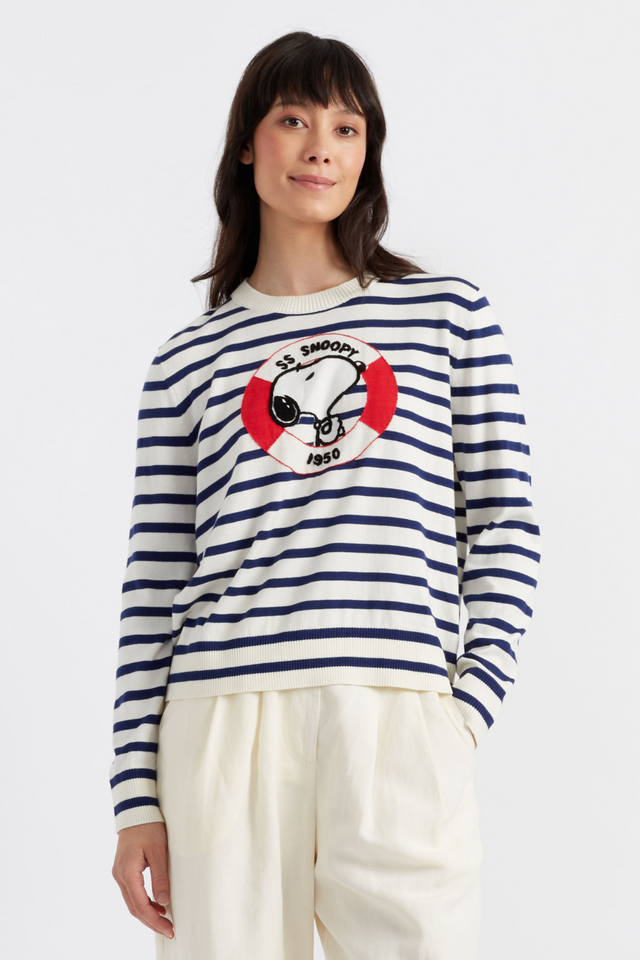 Blue Cotton Snoopy Nautical Sweater image 1