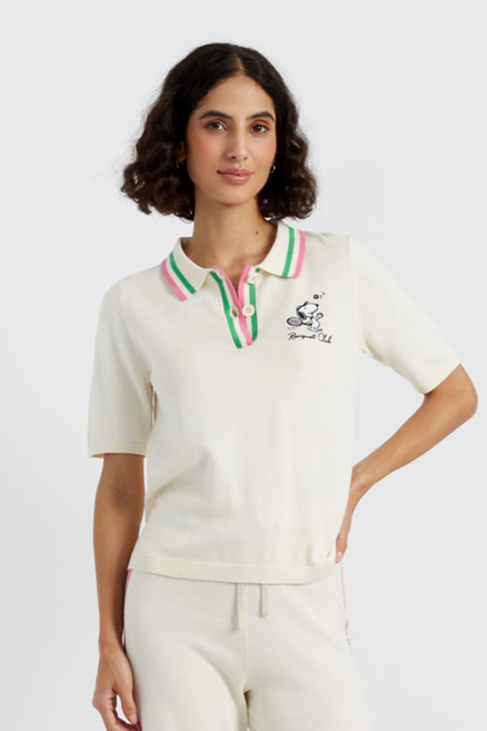 Cream Cotton Peanuts Racquet Club Polo