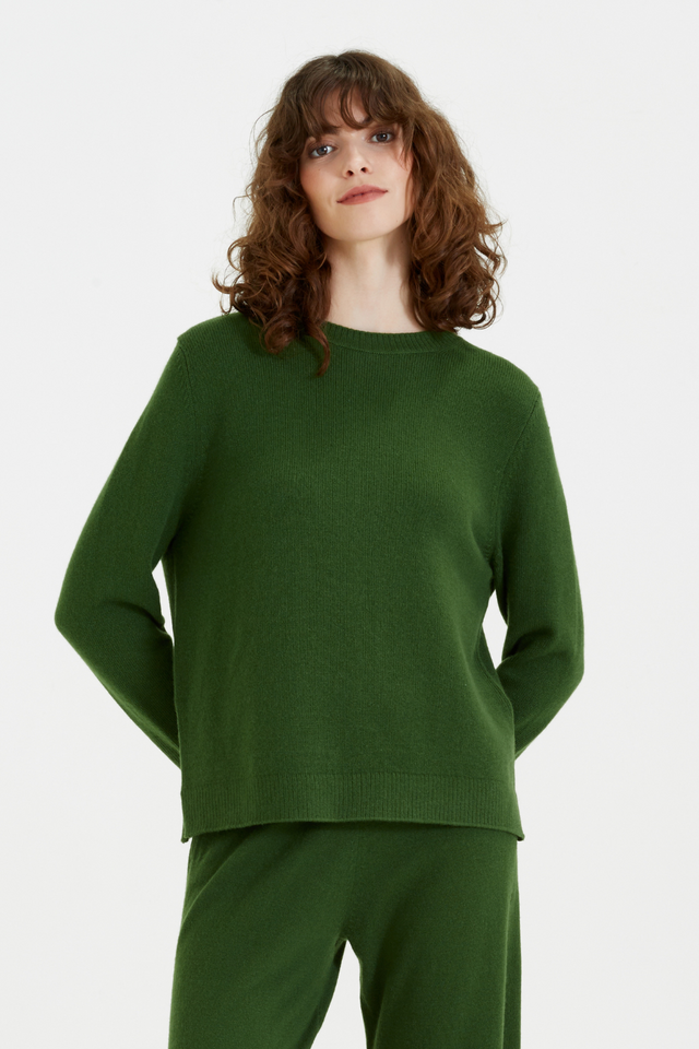 Green Cashmere Boxy Sweater image 1