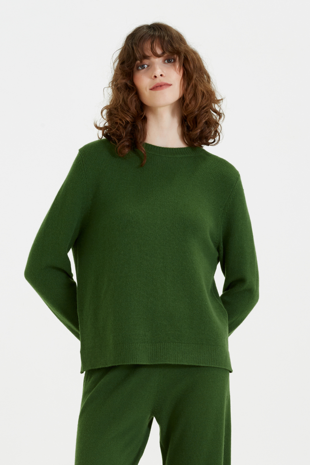 Green Pure Cashmere Boxy Sweater image 1