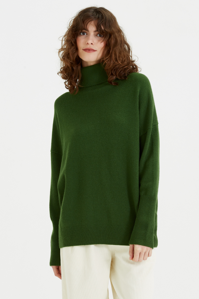 Green Cashmere Rollneck Sweater image 1