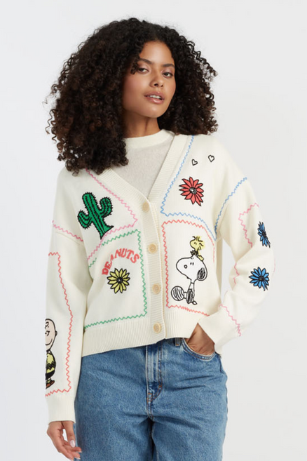 Cream Cotton Peanuts Vacation Cardigan