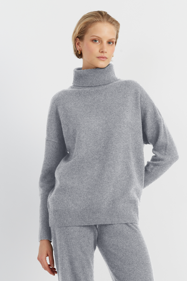 Grey Pure Cashmere Rollneck Sweater image 1