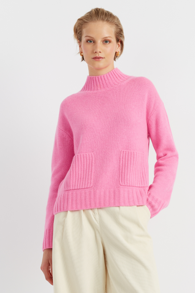 Pink Pure Cashmere Patch Pocket Sweater image 4