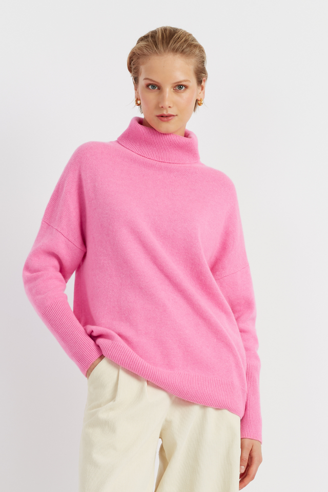 Pink Pure Cashmere Rollneck Sweater image 3